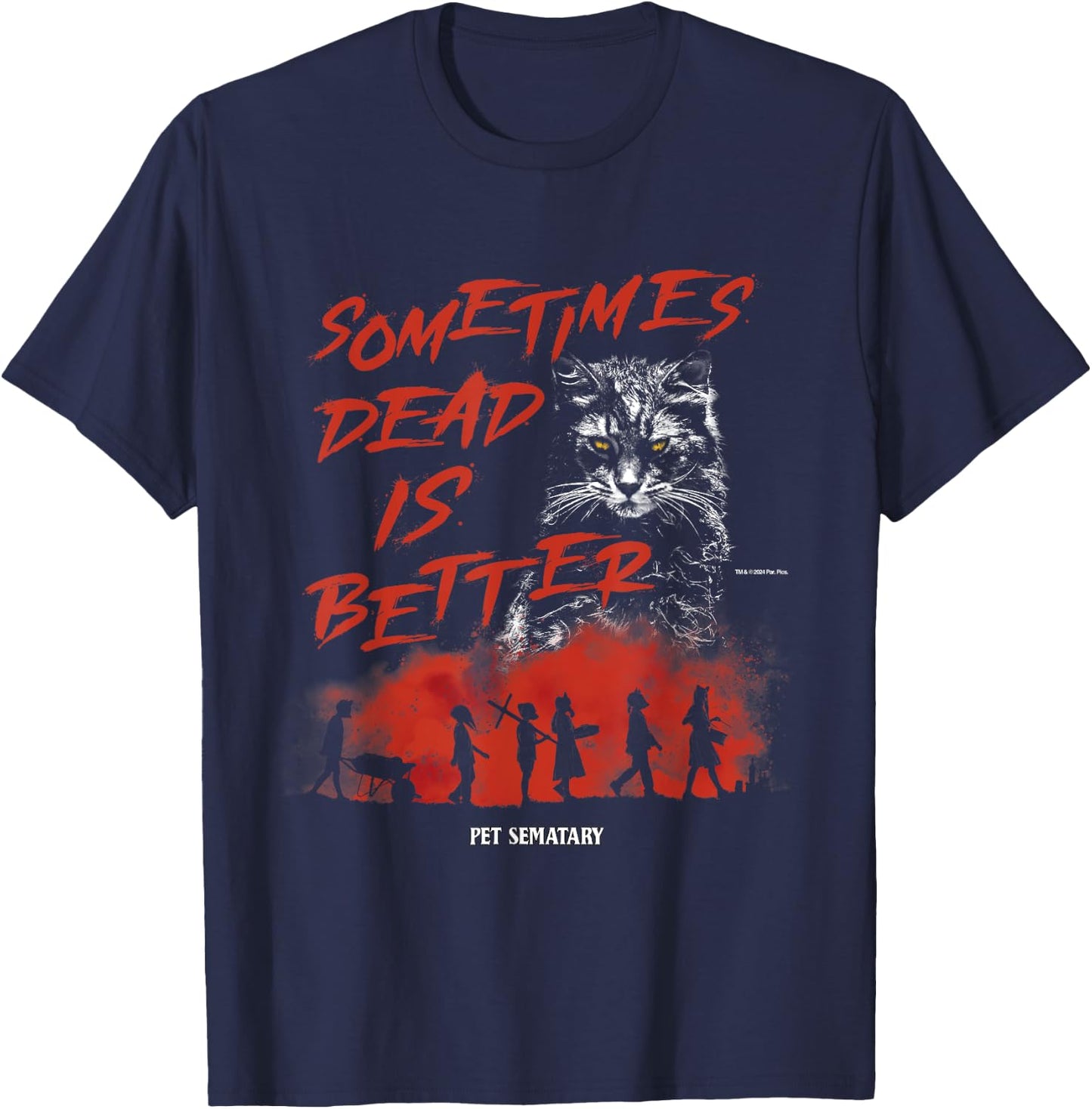 Pet Sematary Halloween Sometimes Dead is Better Cat Design T-Shirt - T-Shirt | Navy