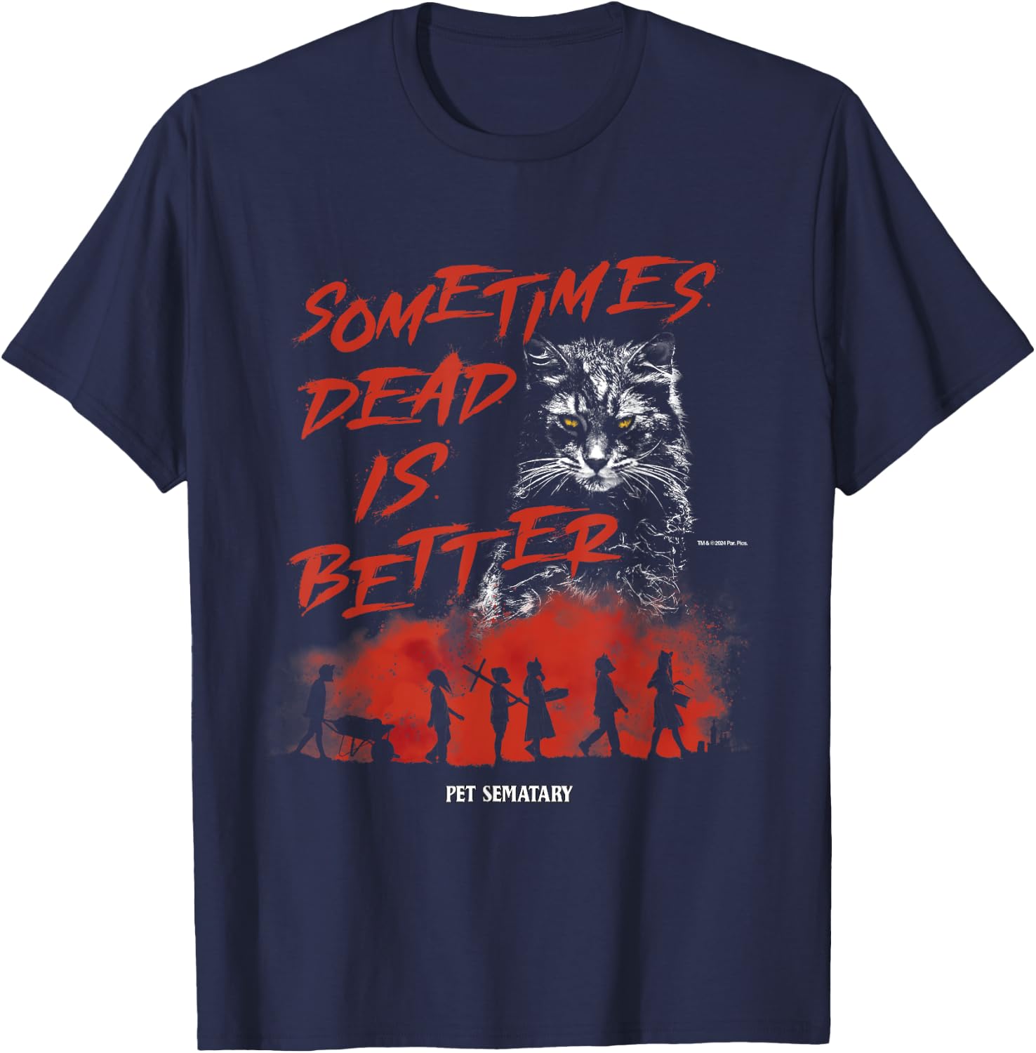 Pet Sematary Halloween Sometimes Dead is Better Cat Design T-Shirt - T-Shirt | Navy