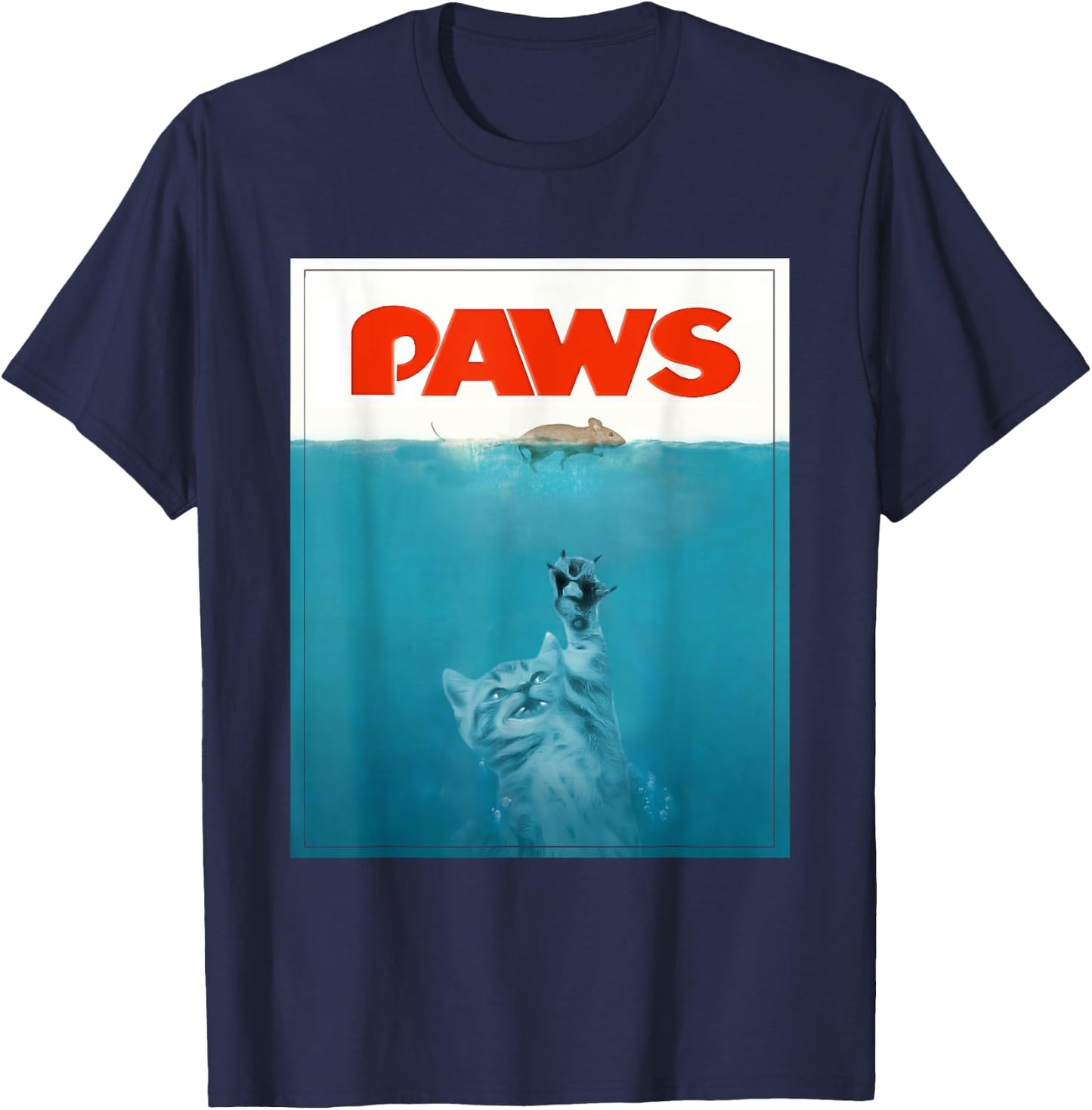 Paws cat funny , Kitten movie poster parody Men Women T-Shirt - T-Shirt | Navy