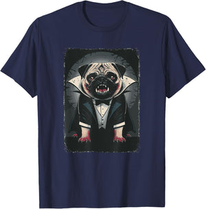 Halloween Vampire Pug Pugs T-Shirt - T-Shirt | Navy
