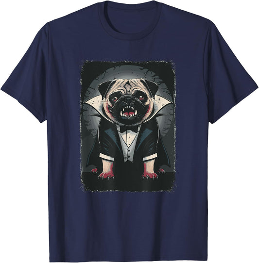 Halloween Vampire Pug Pugs T-Shirt - T-Shirt | Navy