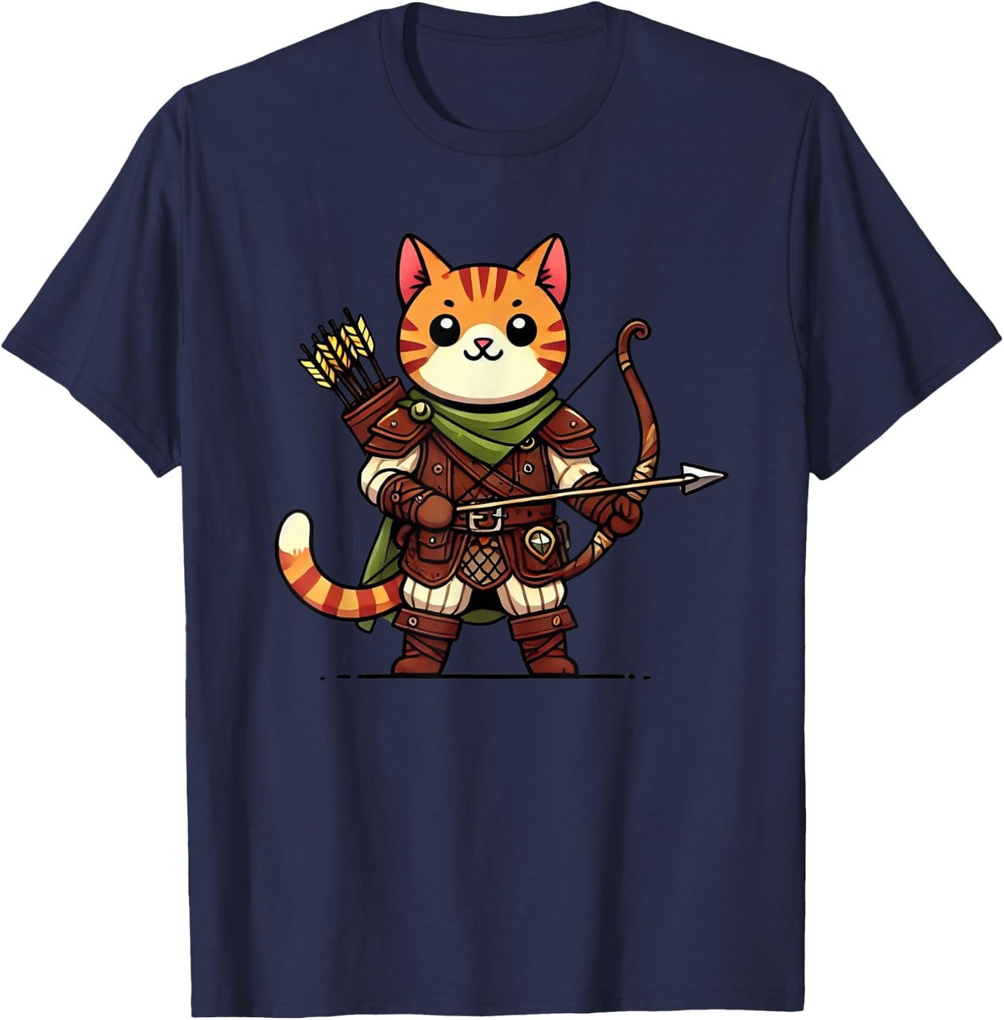 Medieval Ranger Cat Men Women T-Shirt - T-Shirt | Navy