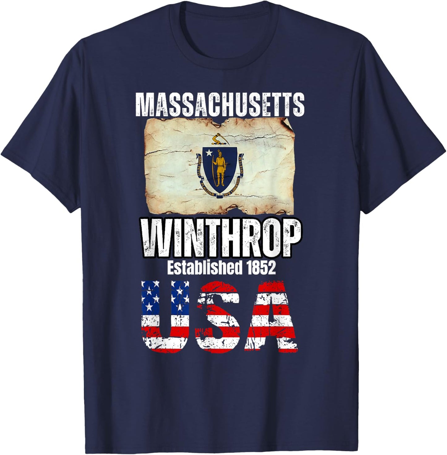 Winthrop, Massachusetts MA, Suffolk County T-Shirt - T-Shirt | Navy