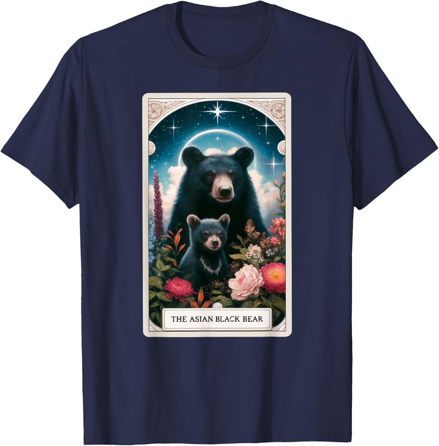 The Asian Black Bear Tarot Card Animal Wildlife T-Shirt - T-Shirt | Navy