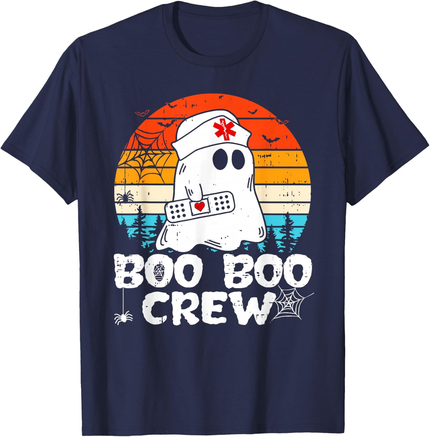 Boo Boo Crew Nurse Shirt Funny Ghost Women Halloween Nurse T-Shirt - T-Shirt | Navy