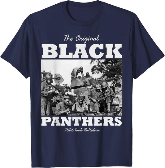Black Panthers 761st Tank Battalion WW2 Tank Squadron T-Shirt - T-Shirt | Navy