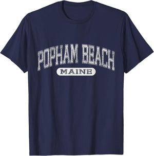 Vintage Popham Beach Maine Distressed Beach Classic T-Shirt - T-Shirt | Navy