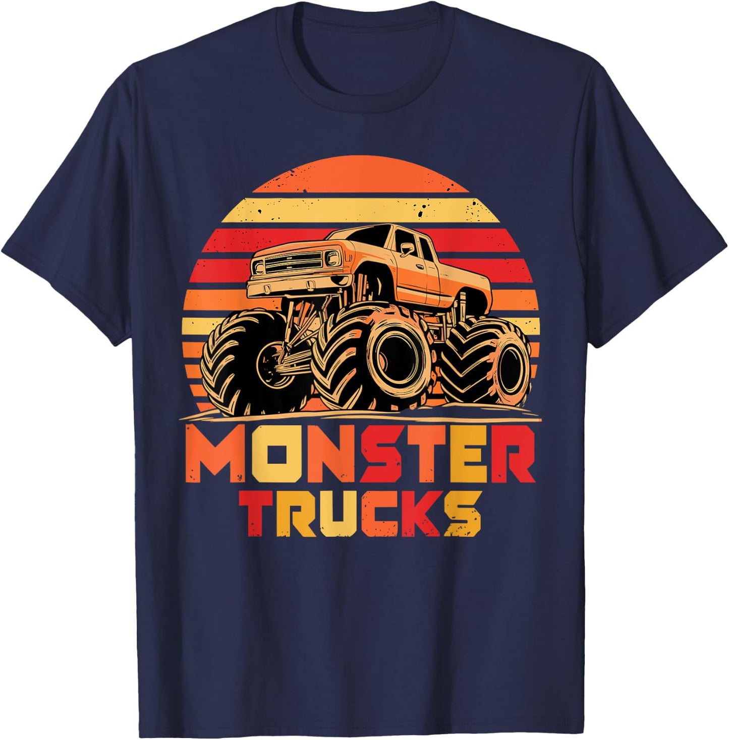 Monster Truck Retro Monster Trucks T-Shirt - T-Shirt | Navy