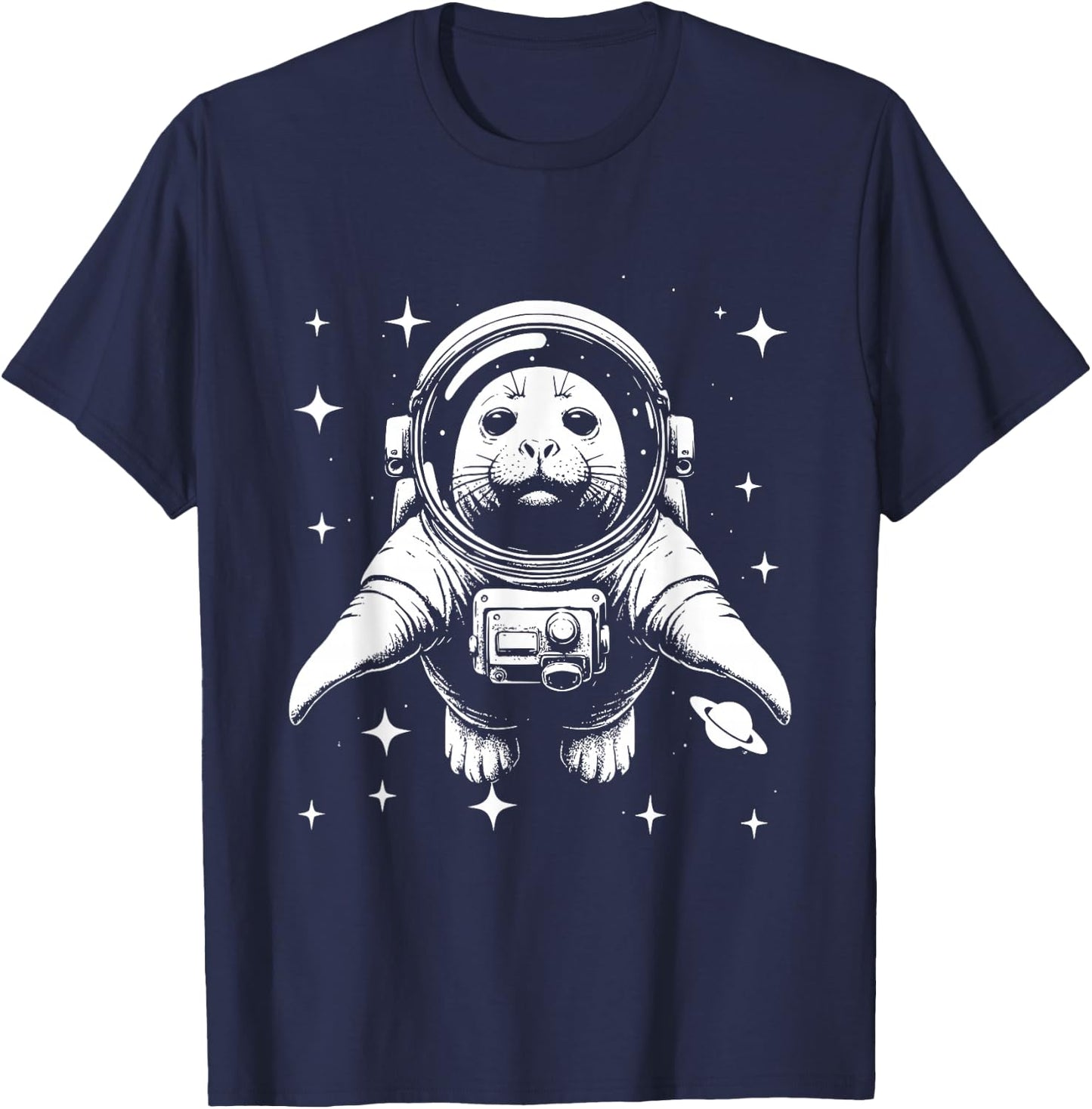 Elephant Seal Dad Mom Space - Astronaut Elephant Seal T-Shirt - T-Shirt | Navy