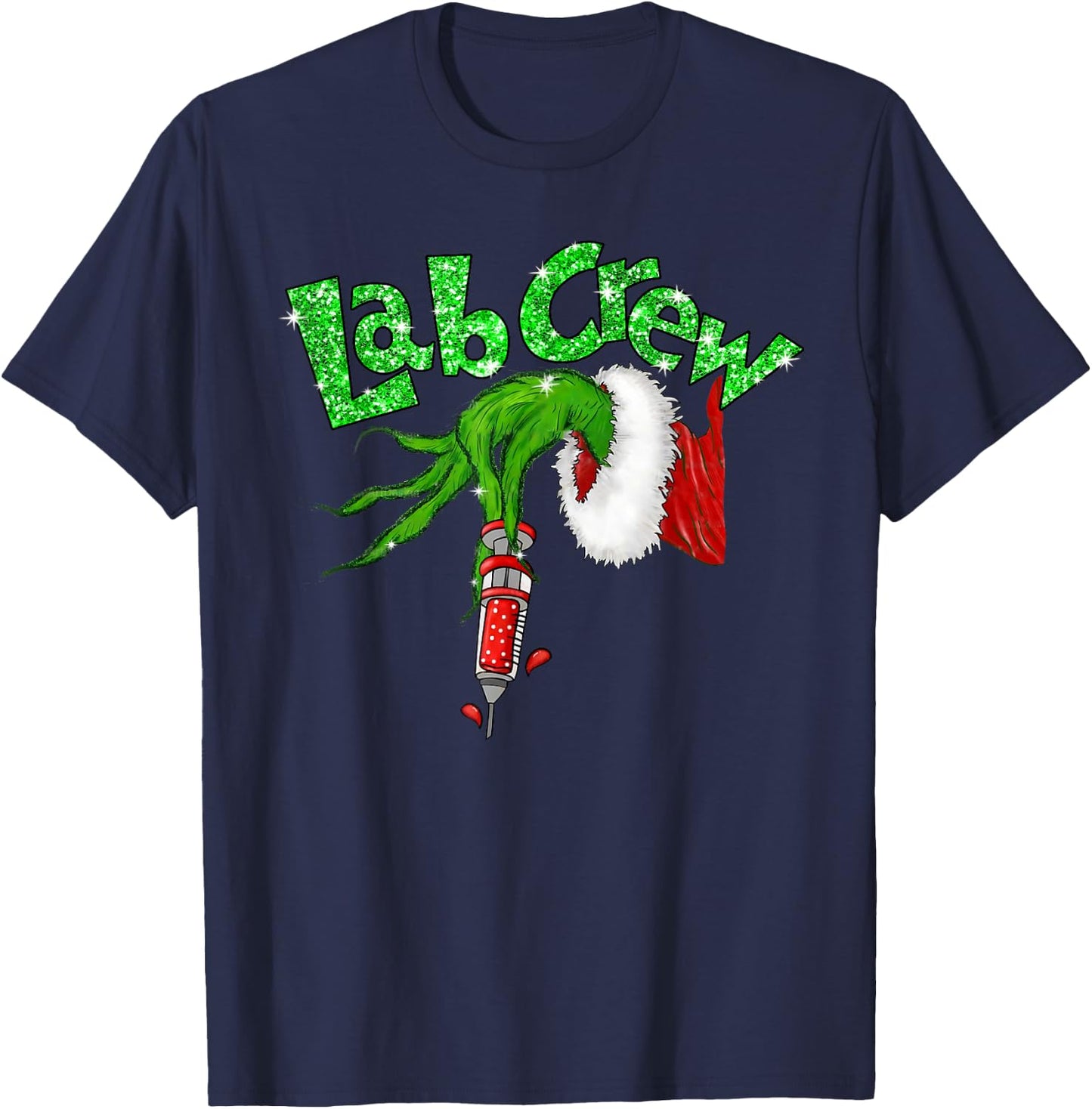 Lab Crew Nurse Merry Christmas Laboratory Xmas Pajamas Funny T-Shirt - T-Shirt | Navy
