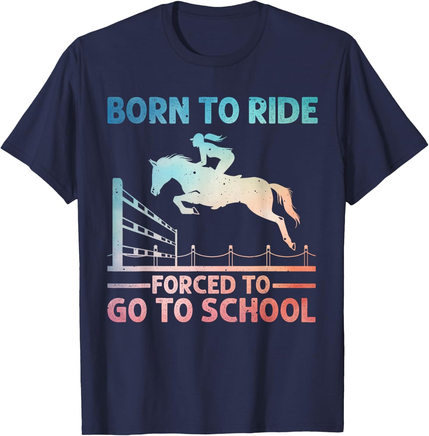 Horse Racing Art For Kids Boys Girls Horse Lover Equestrian T-Shirt - T-Shirt | Navy