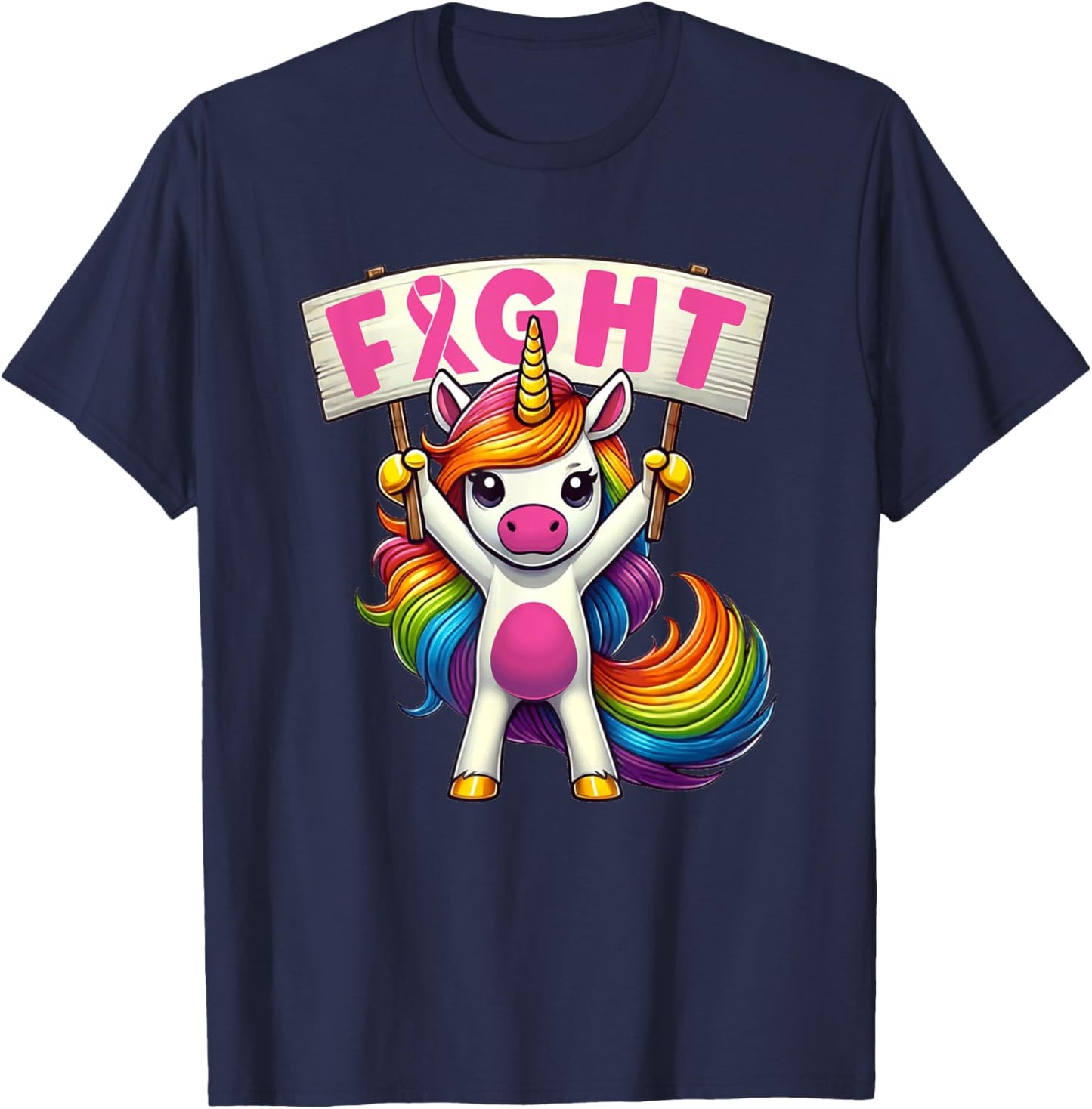 Fight Breast Cancer Awareness Girls Women Kids Youth T-Shirt - T-Shirt | Navy
