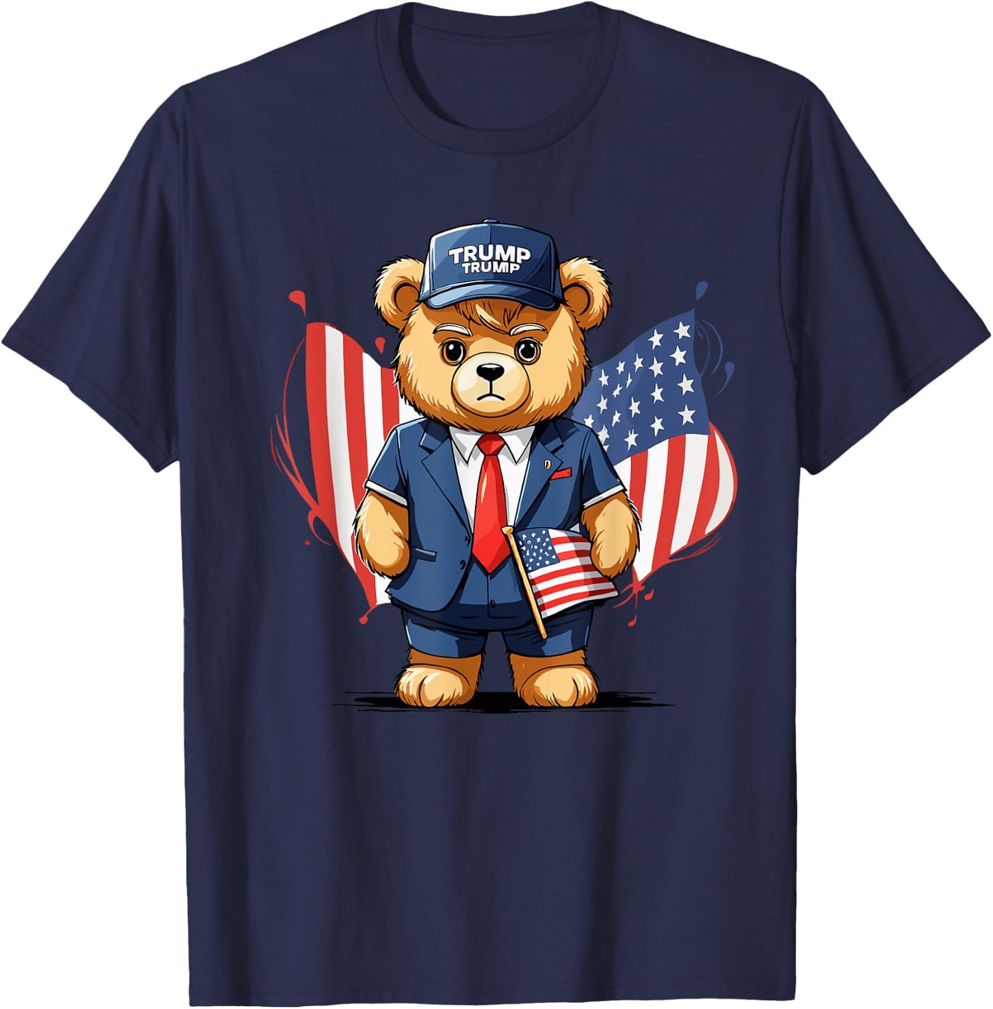 Trump Teddy Bear USA Flag Patriot Men T-Shirt - T-Shirt | Navy