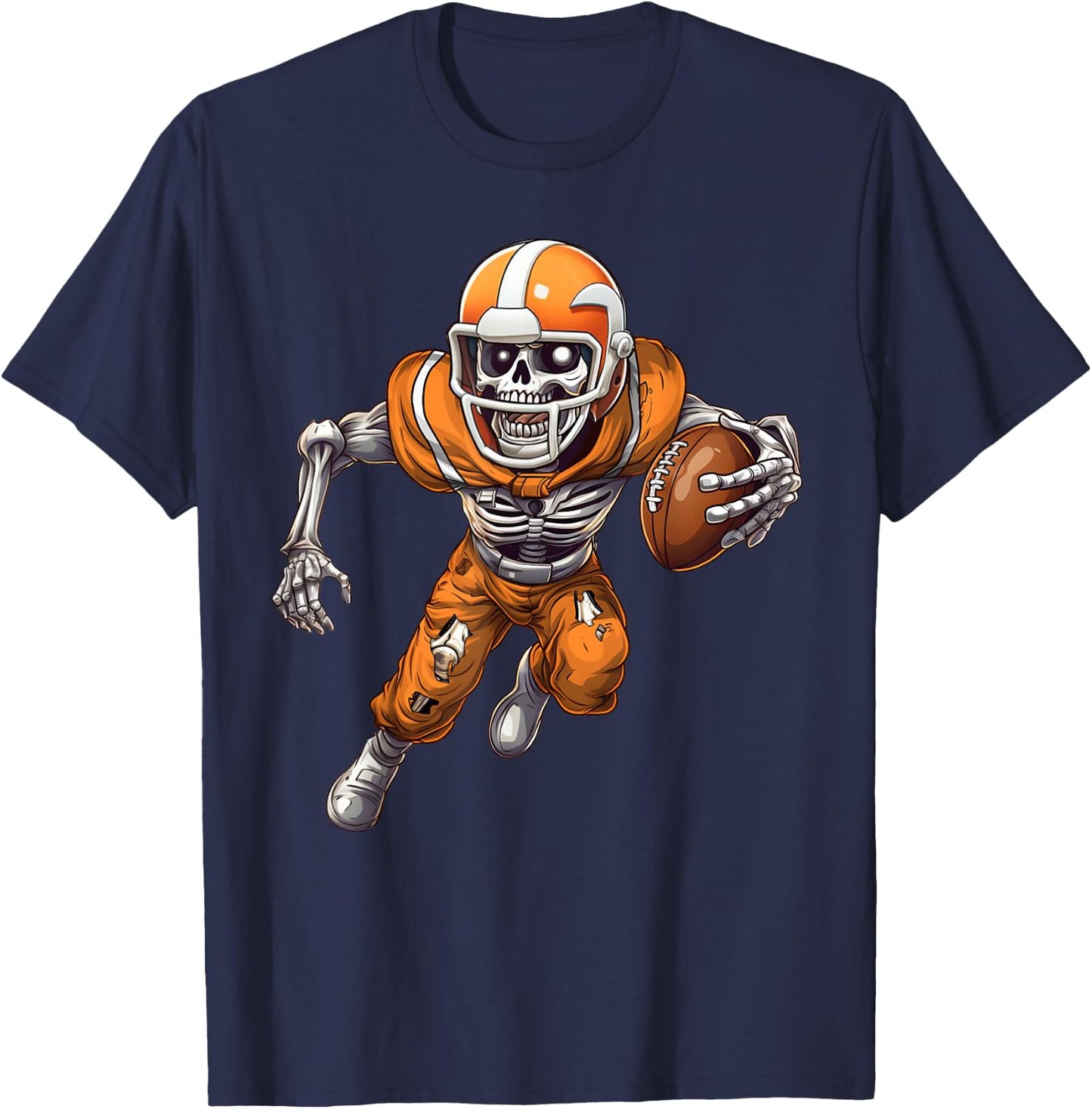 Funny Halloween Shirts Men Boys Skeleton Playing Football T-Shirt - T-Shirt | Navy