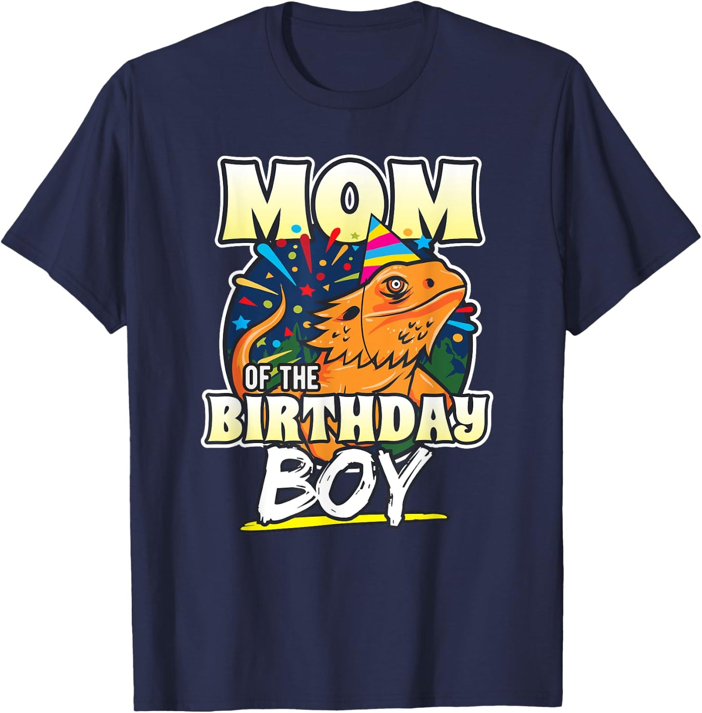 Mom of Birthday Boy - Kids Reptile Birthday Party T-Shirt - T-Shirt | Navy