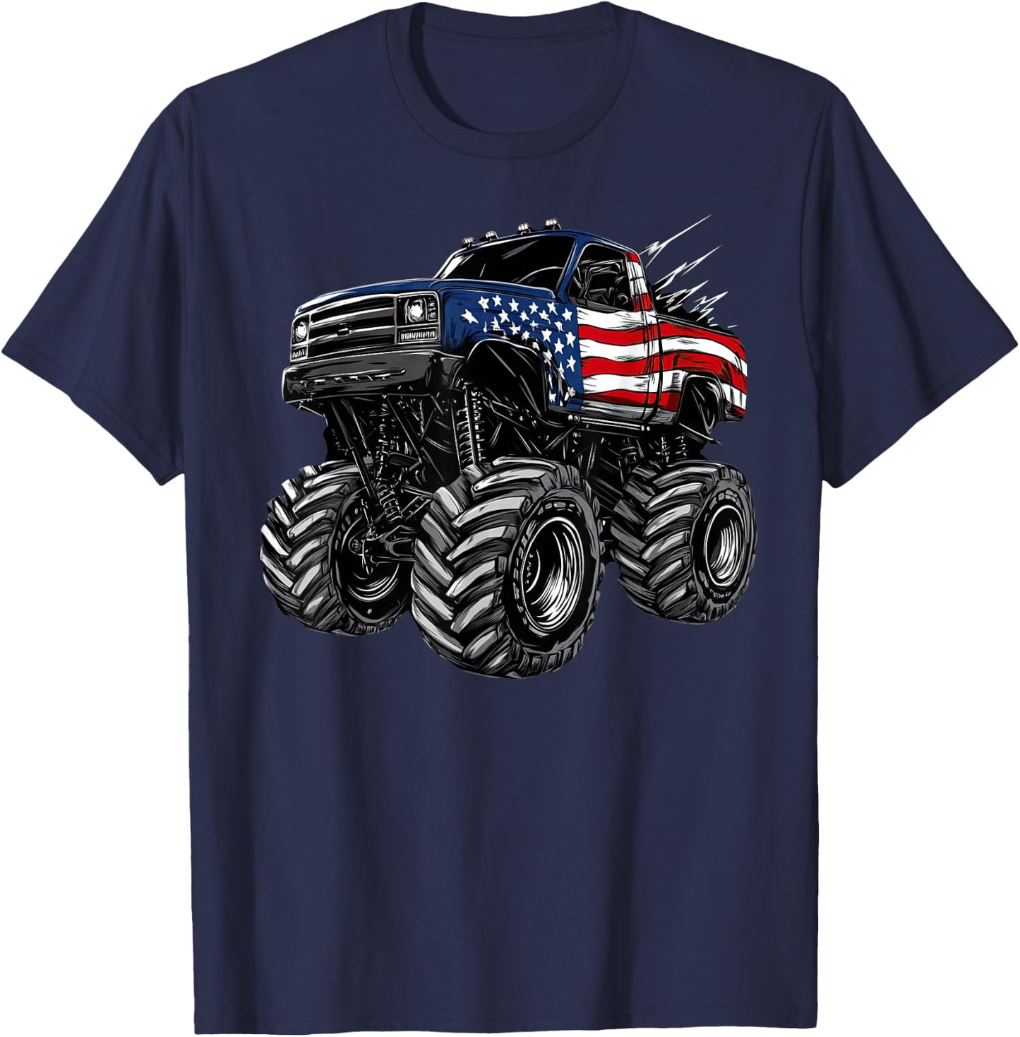 Monster Truck USA Flag American Patriotic design T-Shirt - T-Shirt | Navy