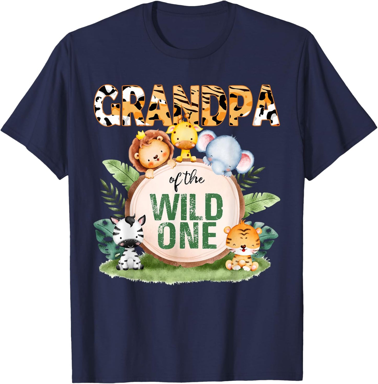 Grandpa Of The Wild One 1st Birthday Safari Family Matching T-Shirt - T-Shirt | Navy