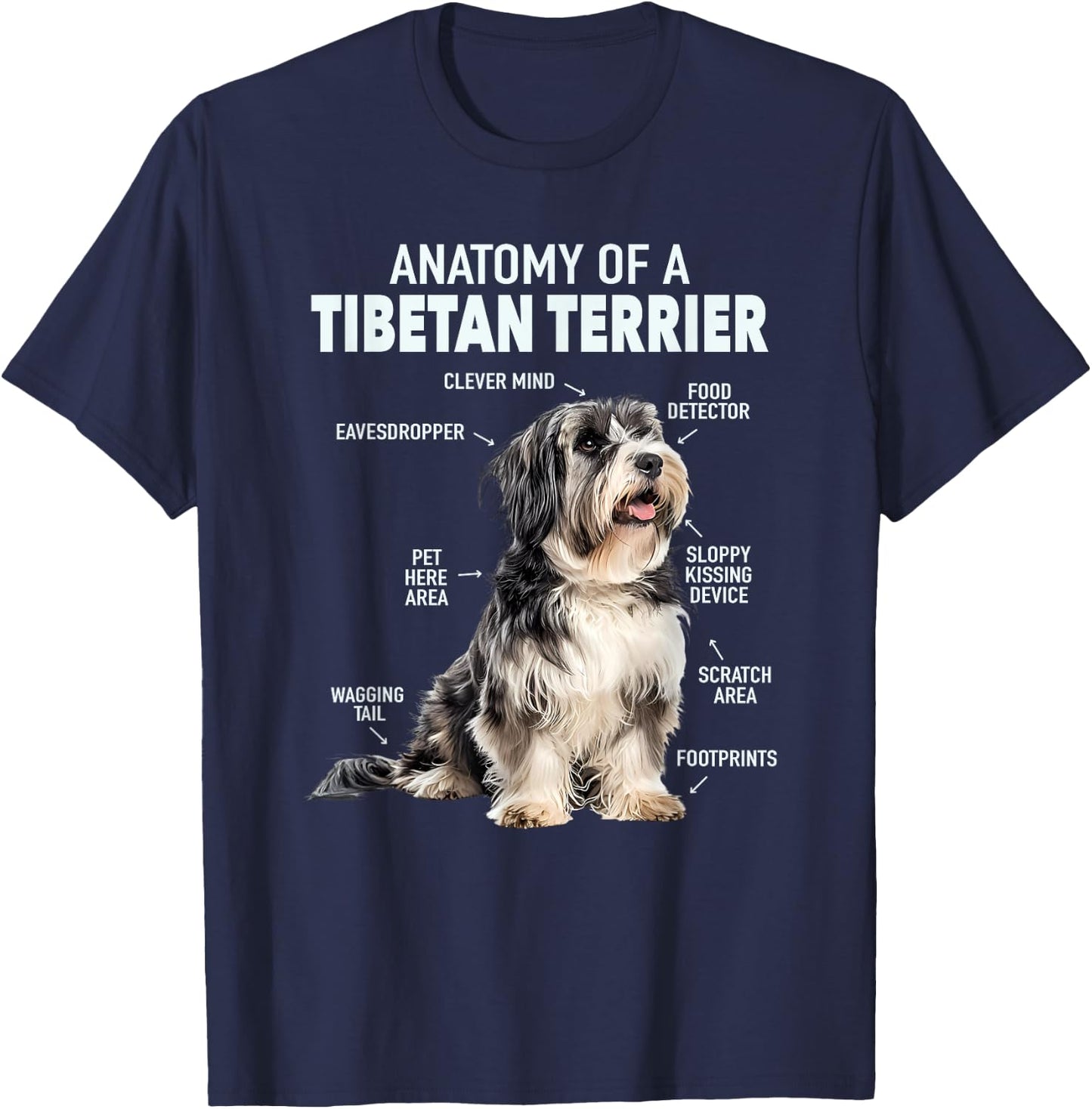 Anatomy Of A Tibetan Terrier T-Shirt - T-Shirt | Navy
