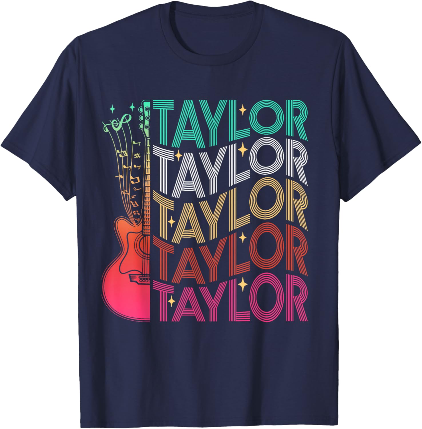 Taylor First Name I Love Taylor Girl Groovy 80's Vintage T-Shirt - T-Shirt | Navy