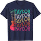 Taylor First Name I Love Taylor Girl Groovy 80's Vintage T-Shirt - T-Shirt | Navy