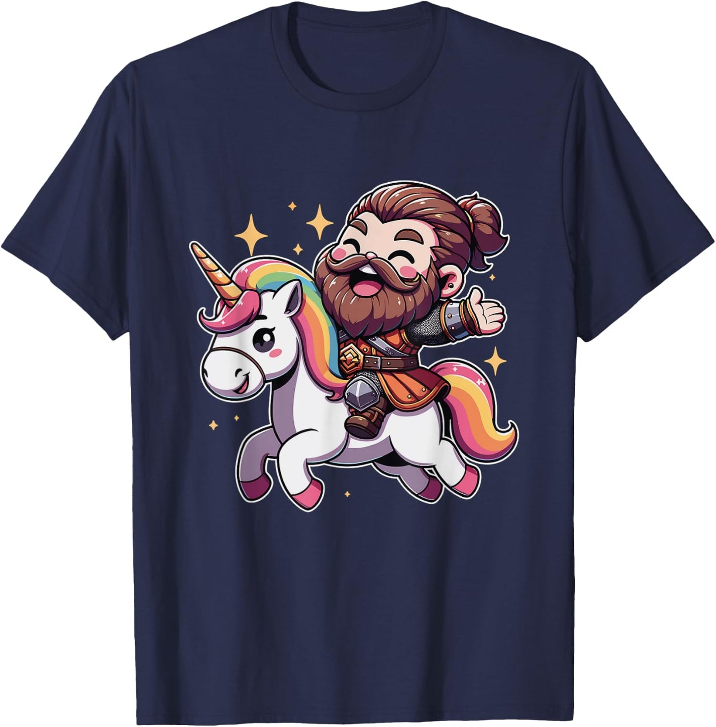 Epic Viking Riding A Unicorn T-Shirt - T-Shirt | Navy