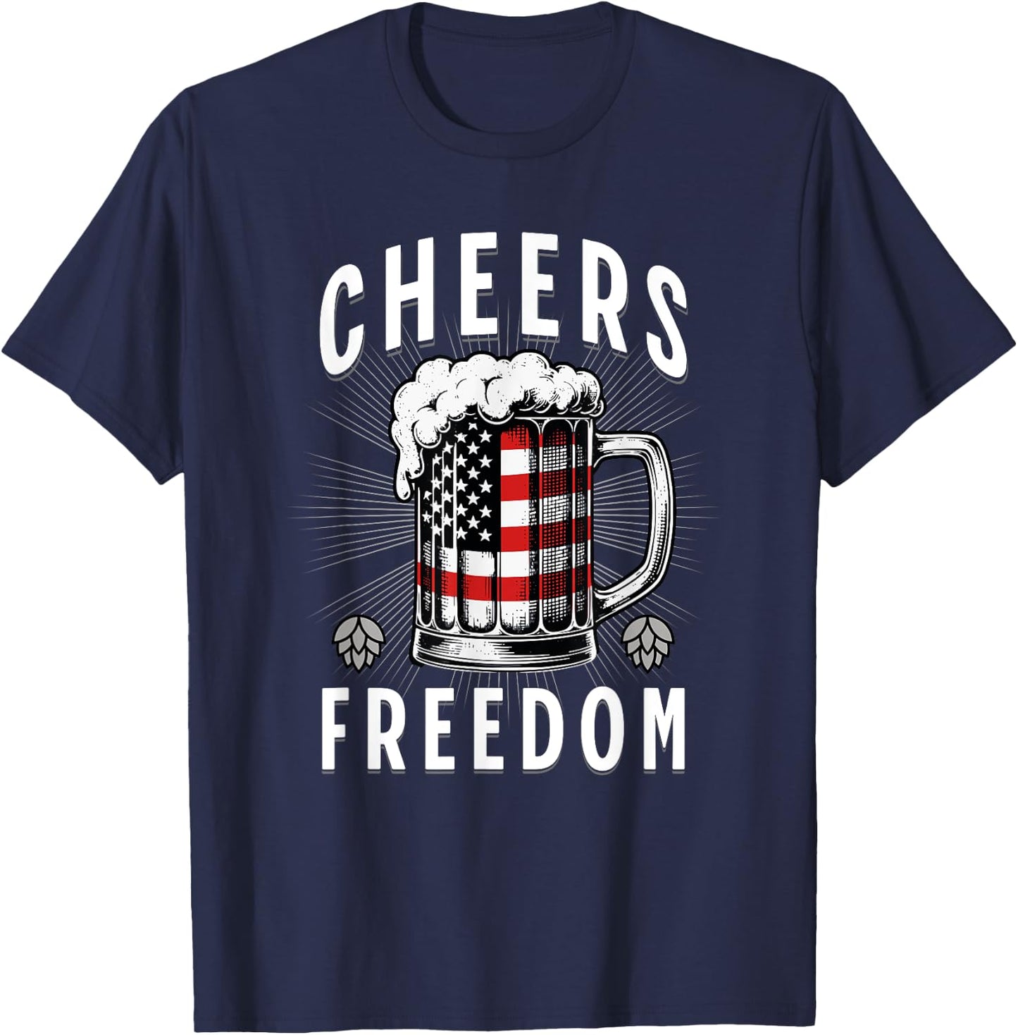 4th of July Beer Drinking American Flag Pride Merica USA Men T-Shirt - T-Shirt | Navy