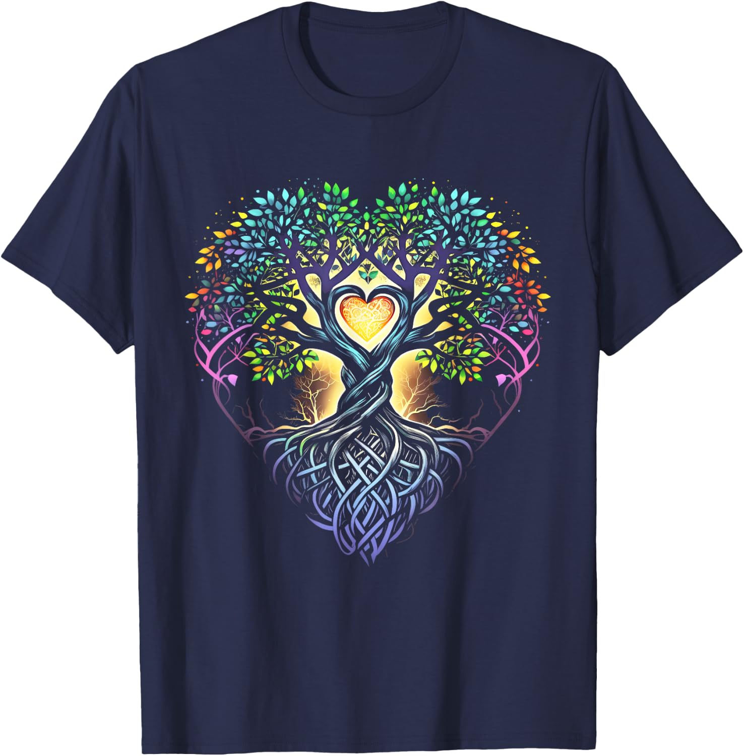 Norse, Viking, Yggdrasil, Celtic, Tree Of Life, Heart T-Shirt - T-Shirt | Navy