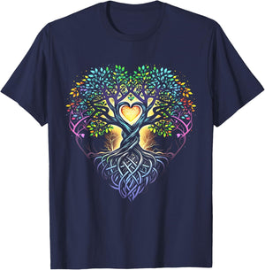 Norse, Viking, Yggdrasil, Celtic, Tree Of Life, Heart T-Shirt - T-Shirt | Navy