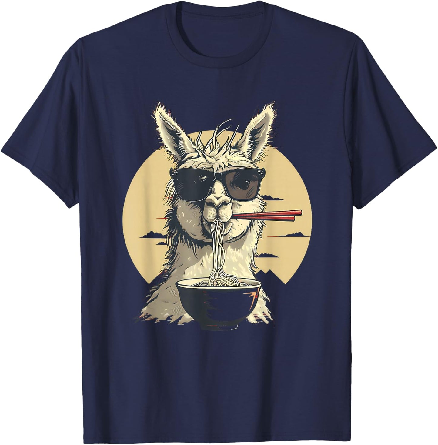 Llama Ramen Sunglasses Llama Ramen Bowl Ramen Noodles T-Shirt - T-Shirt | Navy