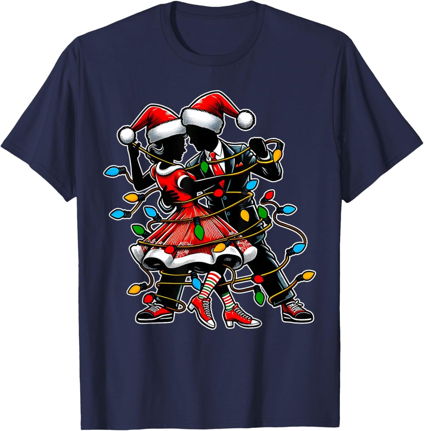 Sock Hop Dance 50s Christmas Hat Xmas T-Shirt - T-Shirt | Navy