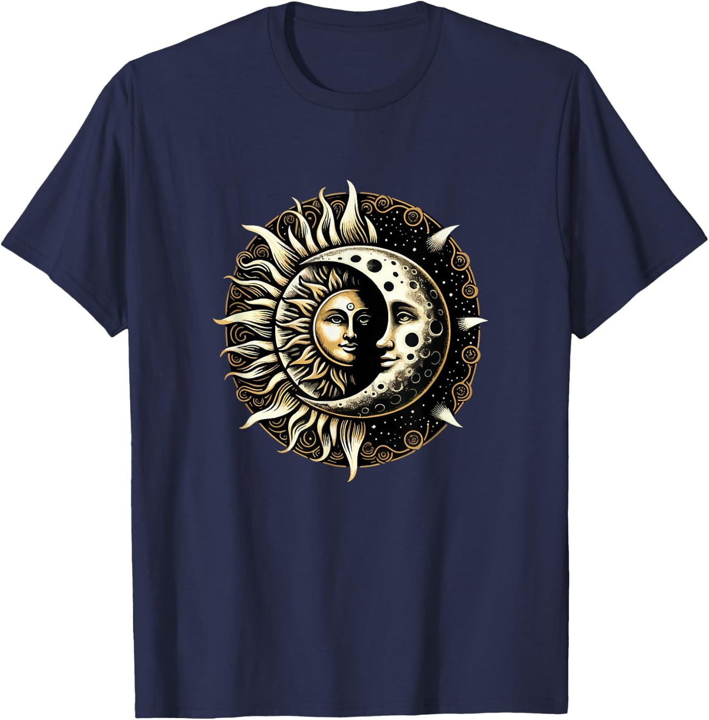 Sun Moon Astrology Astronomy Astrophysics Stargazing Vintage T-Shirt - T-Shirt | Navy