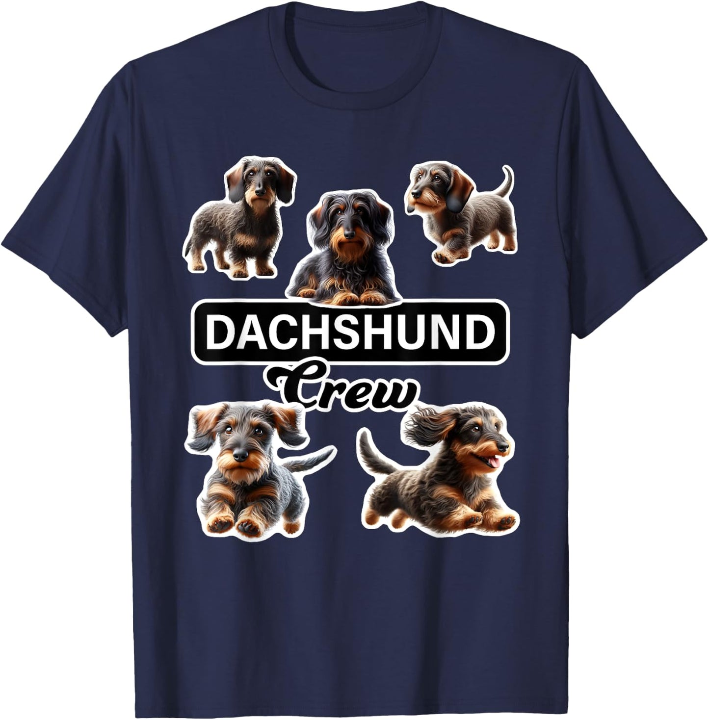 Wirehaired Dachshund Crew T-Shirt - T-Shirt | Navy