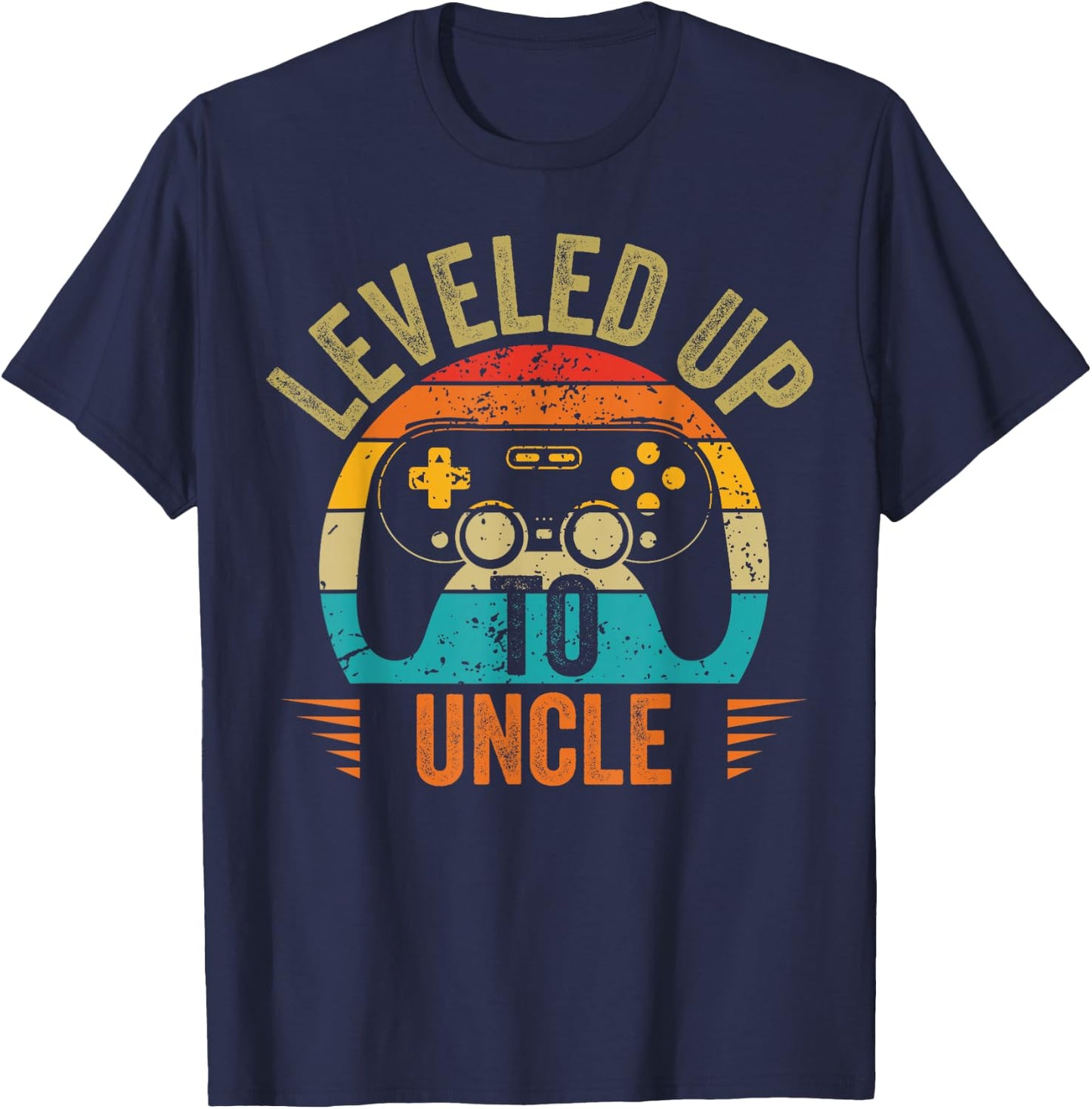 Leveling up to uncle 2025 funny video gamer vintage men T-Shirt - T-Shirt | Navy
