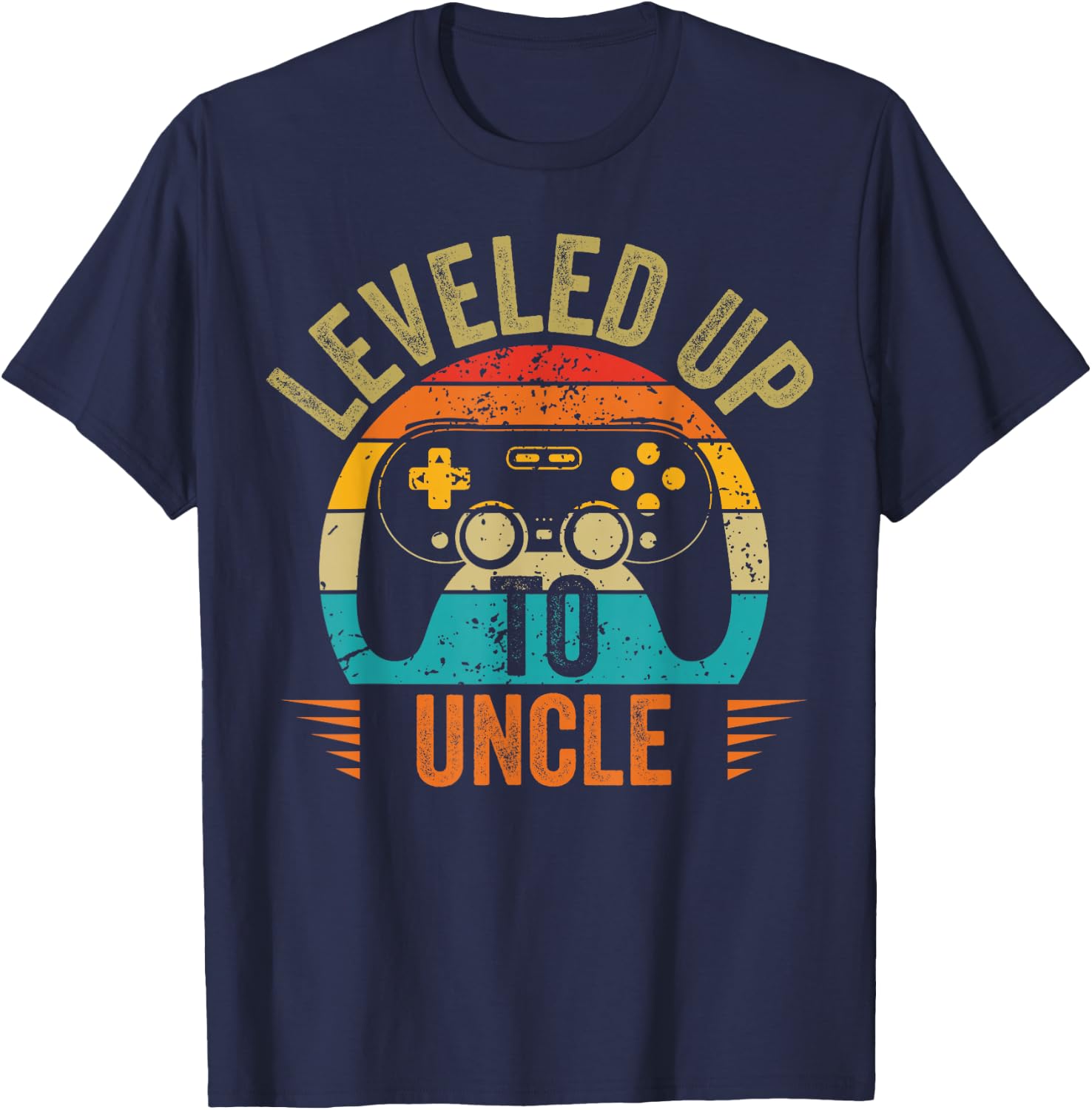 Leveling up to uncle 2025 funny video gamer vintage men T-Shirt - T-Shirt | Navy