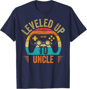 Leveling up to uncle 2025 funny video gamer vintage men T-Shirt - T-Shirt | Navy