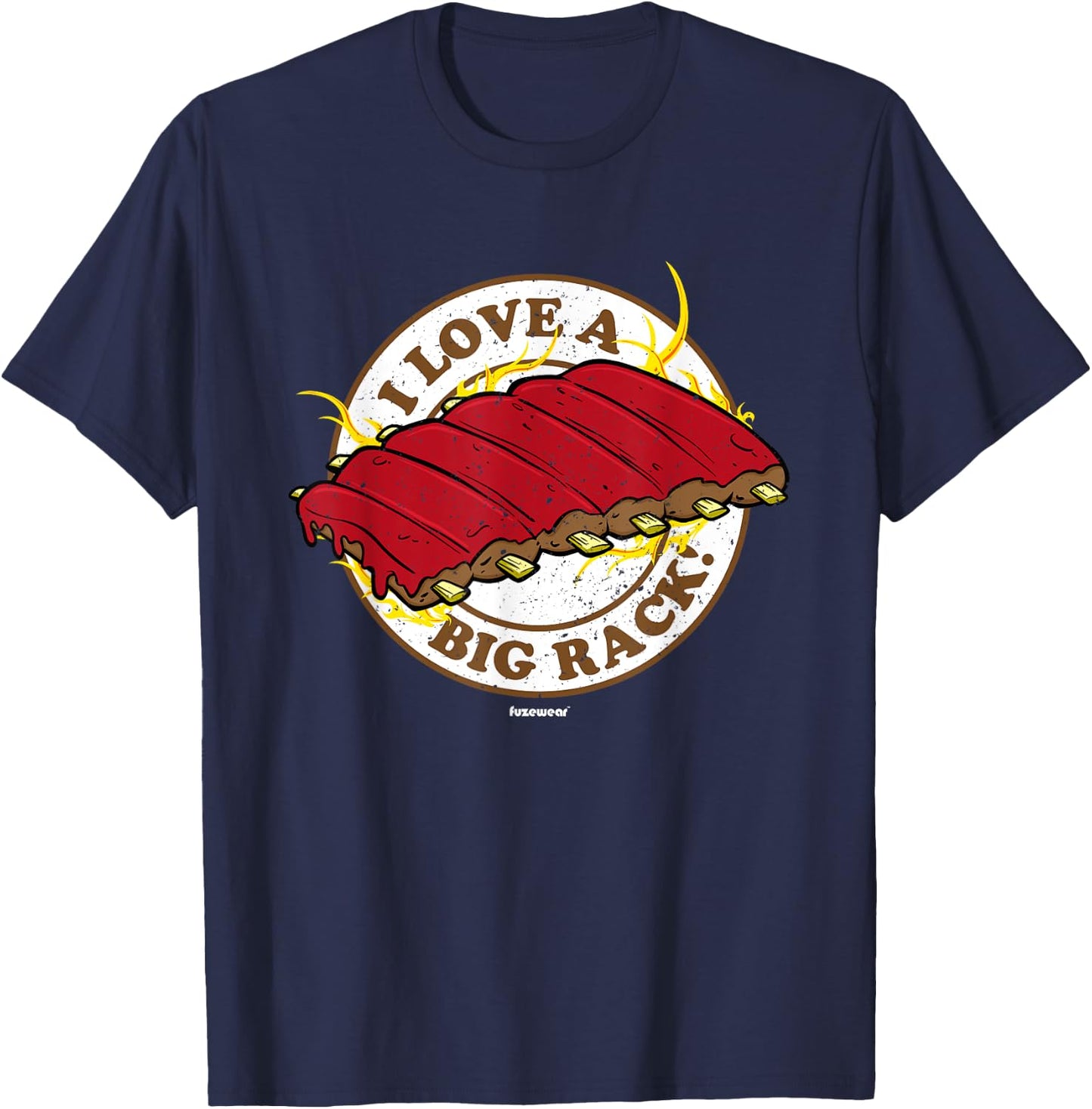 BBQ Ribs I Love a Big Rack T-Shirt - T-Shirt | Navy