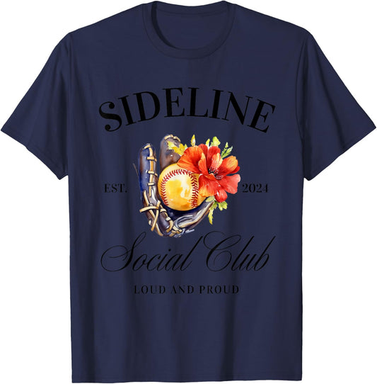 Sideline Social Club Loud and Proud Softball Support T-Shirt - T-Shirt | Navy