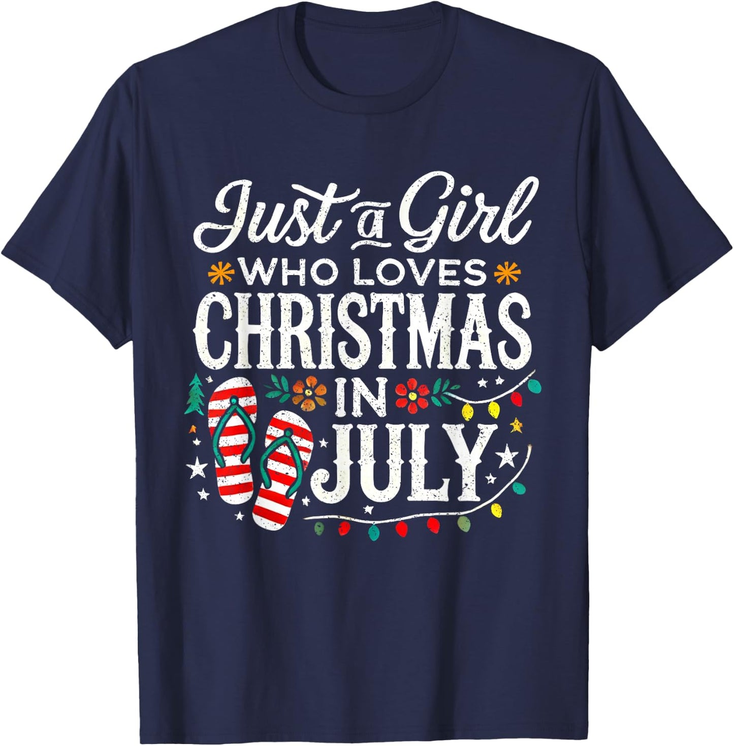 Christmas in July Shirt Girls Funny Summer Beach Vacation T-Shirt - T-Shirt | Navy