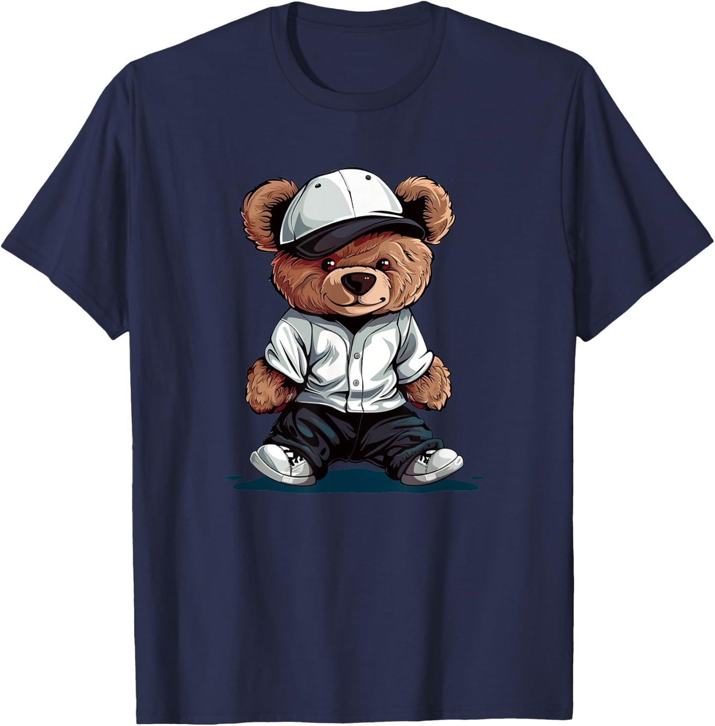 Cool Cap Teddy Bear in Baseball Costume T-Shirt - T-Shirt | Navy