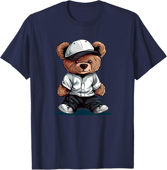 Cool Cap Teddy Bear in Baseball Costume T-Shirt - T-Shirt | Navy