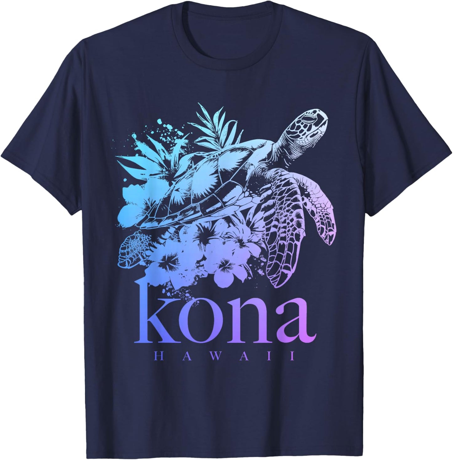 Kona Hawaii Sea Turtle Hawaiian Surfer Souvenir T-Shirt - T-Shirt | Navy