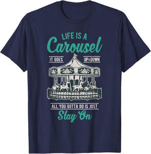 Vintage Merry-go-round Life is a carousel ride gift T-Shirt - T-Shirt | Navy
