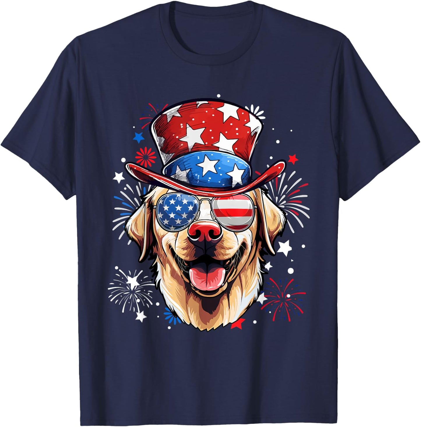Labrador Retriever Patriotic USA Flag 4th Of July Dog Lover T-Shirt - T-Shirt | Navy