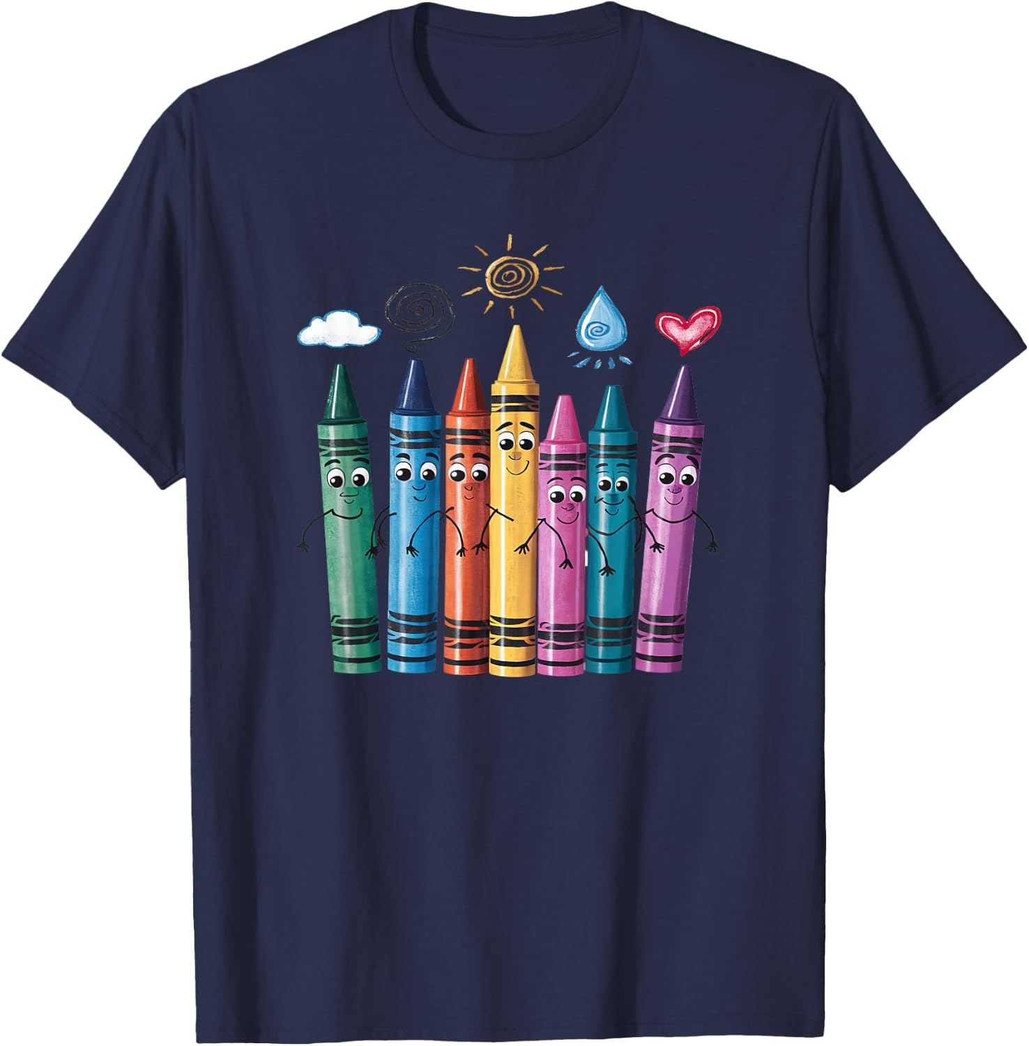 Fashionable Crayon Mood Color Crayons Friyay Teacher Life Women Kids T-Shirt - T-Shirt | Navy