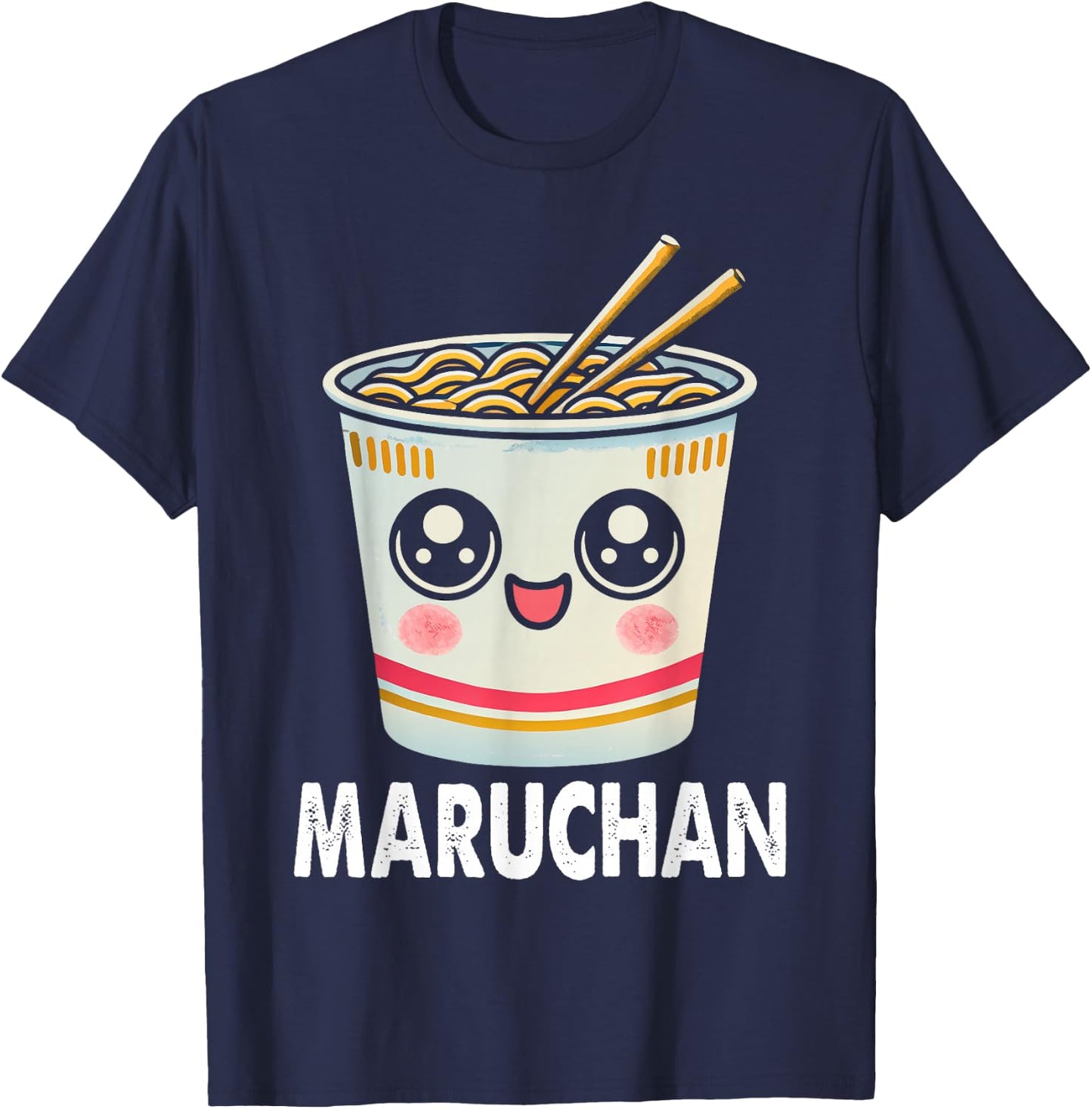 Cute Ramen Noodle Cup Face T-Shirt - T-Shirt | Navy