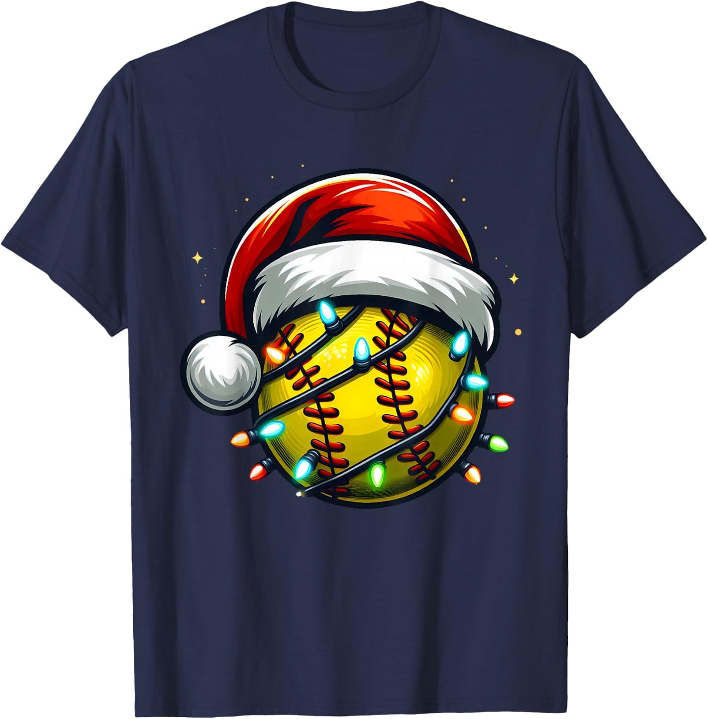 Christmas Softball Xmas Santa Softball Lover Boys Girls Kids T-Shirt - T-Shirt | Navy