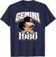Gemini 1986 Afro Queen Zodiac Birthday Gifts T-Shirt - T-Shirt | Navy