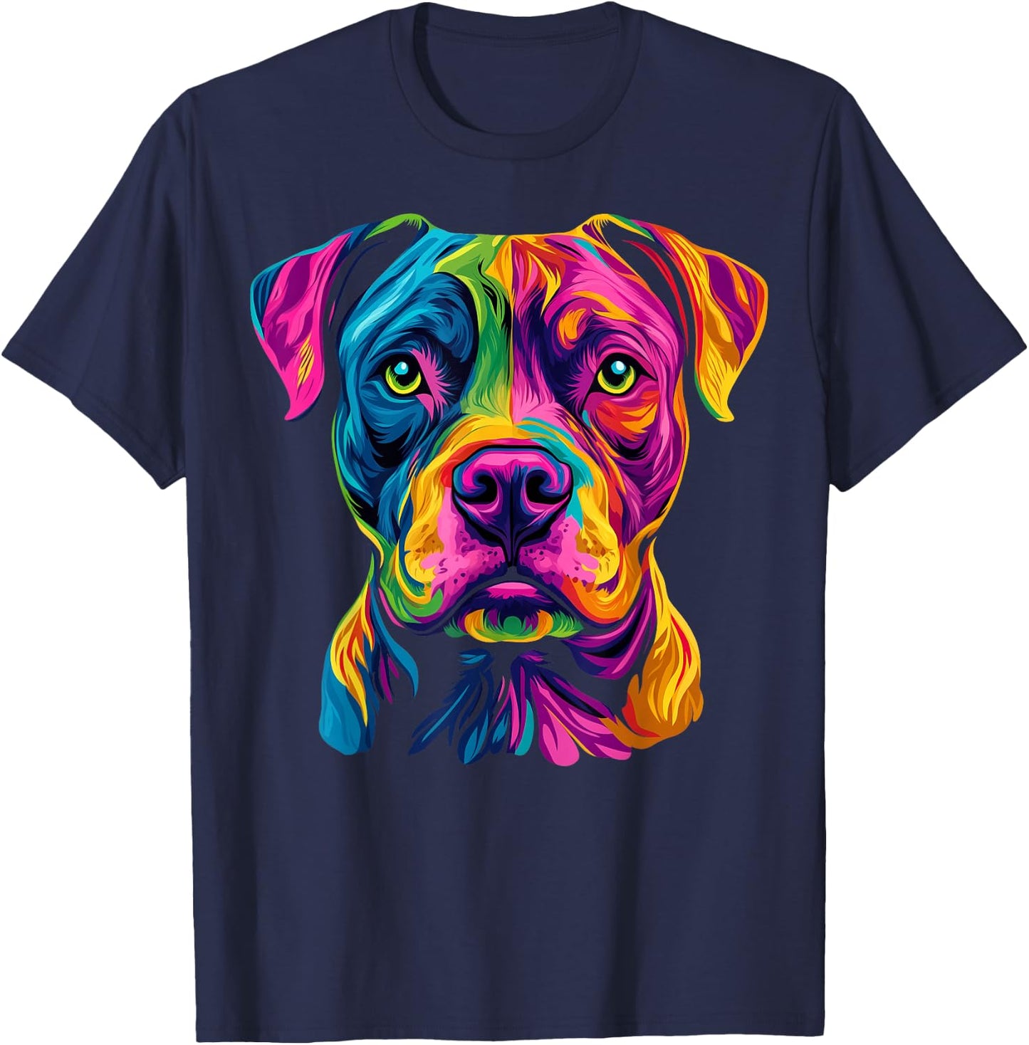 Colorful American Staffordshire Terrier Lover Cute Dog Black T-Shirt - T-Shirt | Navy