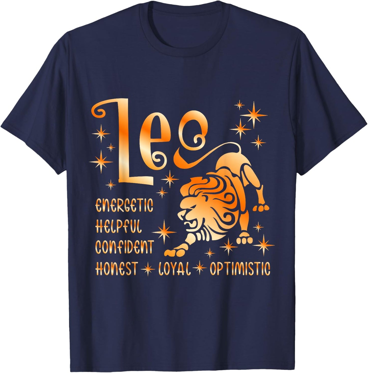 Leo Astrology Zodiac Sign Energetic, Confident, Loyal T-Shirt - T-Shirt | Navy