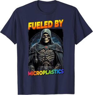 Fueled By Microplastics Cringe Skeleton T-Shirt - T-Shirt | Navy